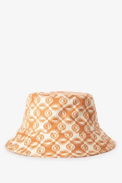 Oranje bucket hoed met smileys