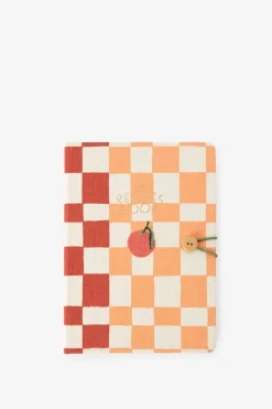Oranje geblokt receptenboek