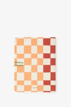 Oranje geblokt receptenboek