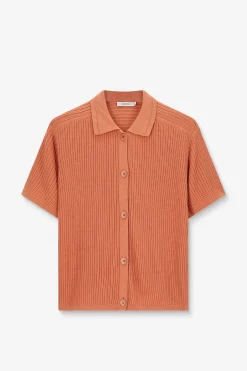 Oranje gebreide trui