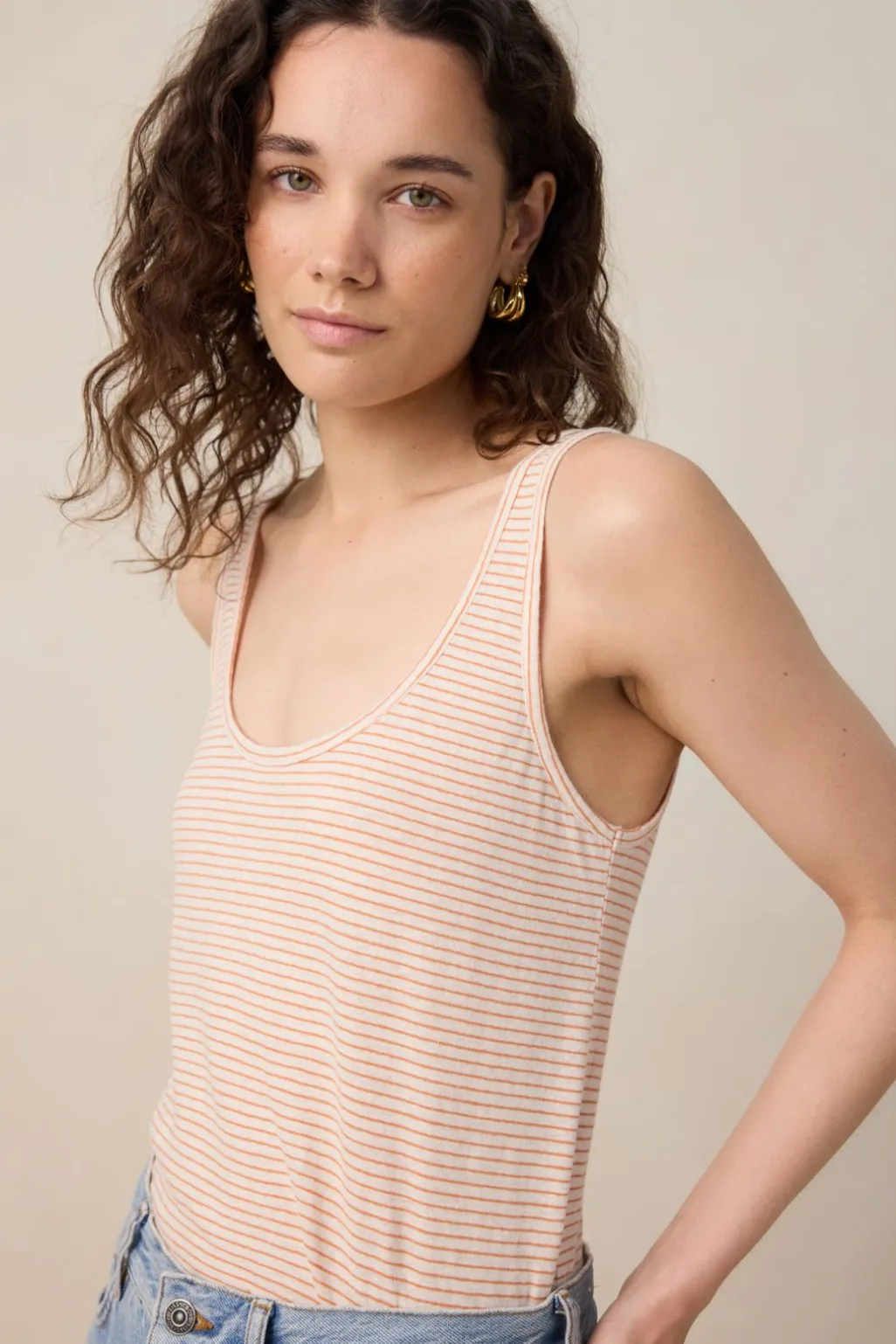 Oranje gestreept singlet
