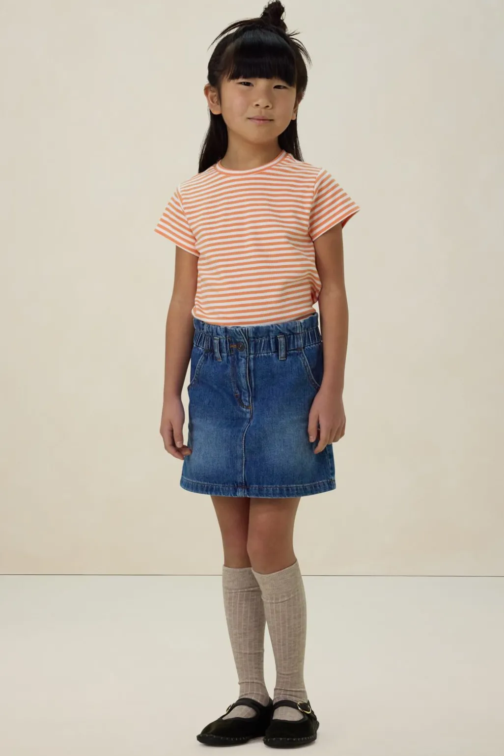 Oranje gestreept t-shirt