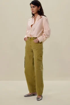 Oranje gestreepte blouse met embroidery