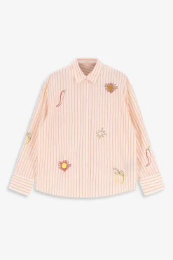 Oranje gestreepte blouse met embroidery