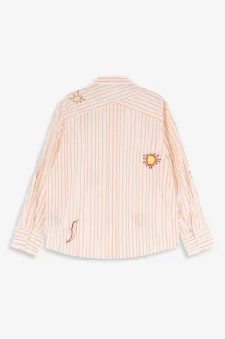 Oranje gestreepte blouse met embroidery