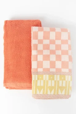 Oranje handdoek en theedoek terry