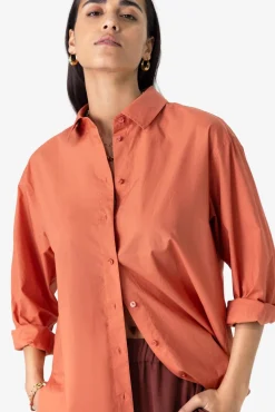 Oranje katoenen blouse