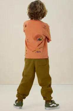 Oranje oversized t-shirt met embroidery