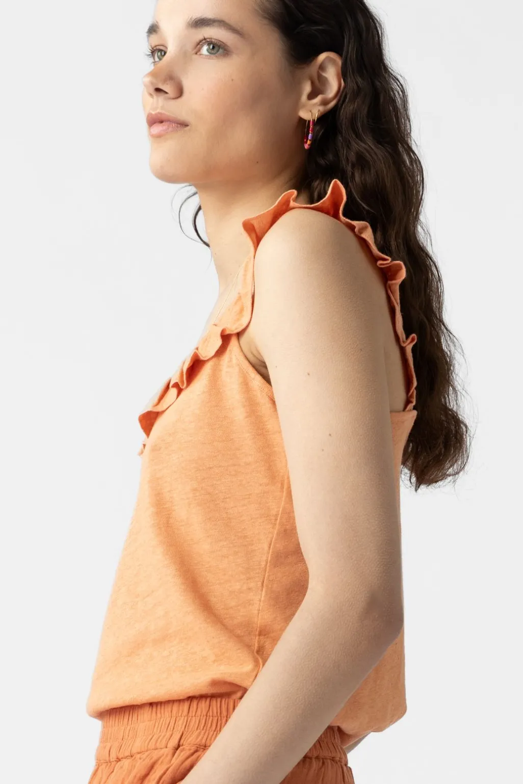 Oranje singlet met ruffles