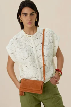 Oranje suède crossbody tas