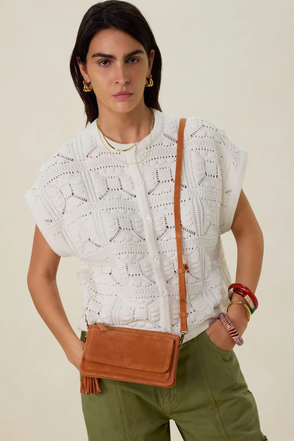 Oranje suède crossbody tas