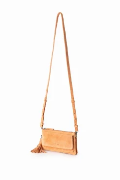 Oranje suède crossbody tas