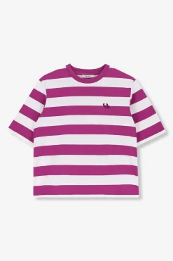 Paars met wit gestreept t-shirt