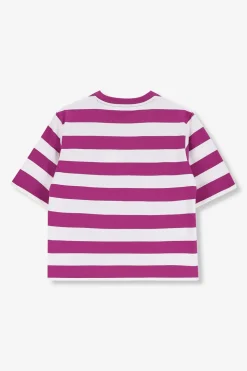 Paars met wit gestreept t-shirt