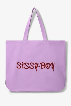 Paarse canvas shopper large