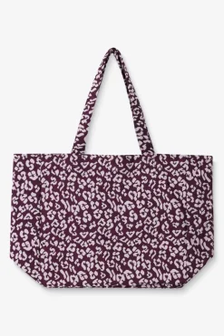 Paarse jacquard shopper met leopard print