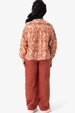 Printed cotton blouse with smock detailsMulticolour blouse