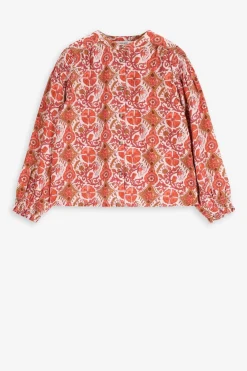 Printed cotton blouse with smock detailsMulticolour blouse