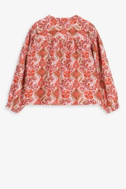 Printed cotton blouse with smock detailsMulticolour blouse