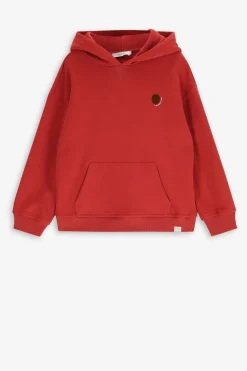 Rode hoodie met flock print