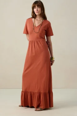 Rode jersey maxi jurk