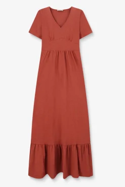 Rode jersey maxi jurk