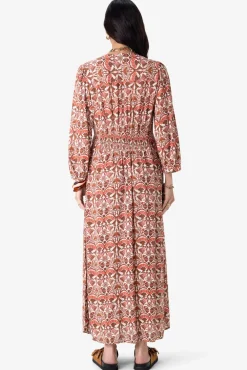 Rode maxi jurk met bloemenprint