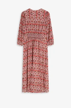 Rode maxi jurk met bloemenprint