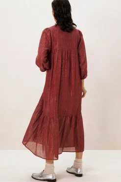 Rode maxi jurk met V-hals