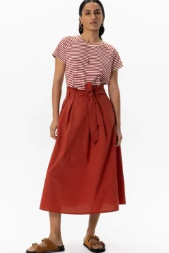 Rode paperbag midi rok