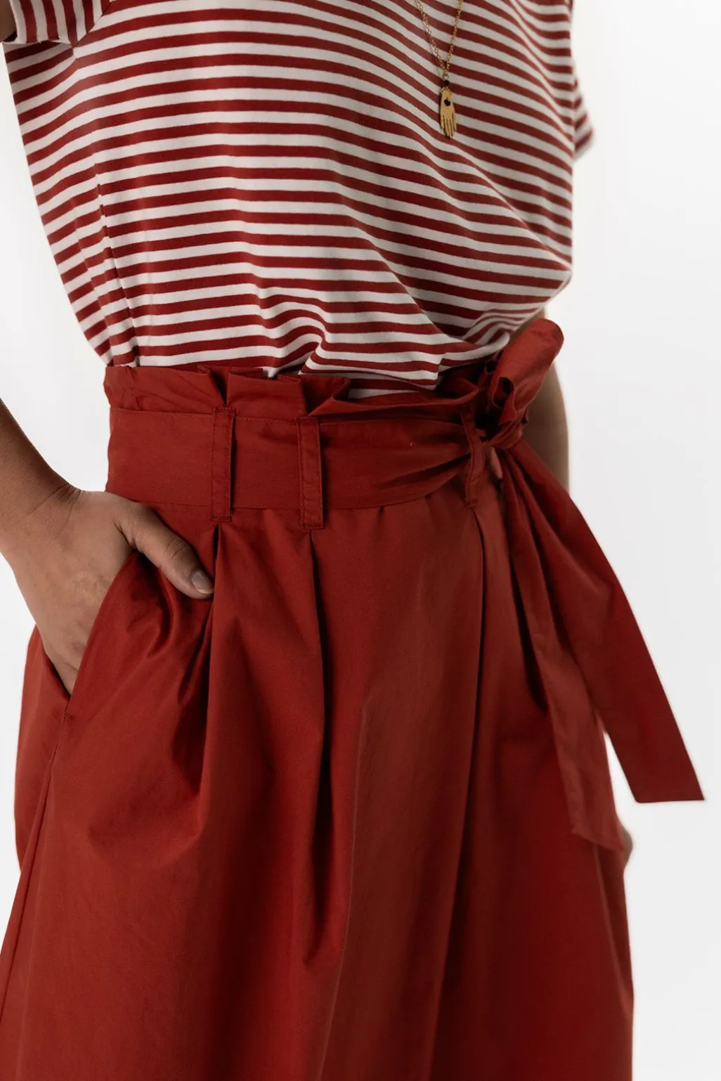 Rode paperbag midi rok