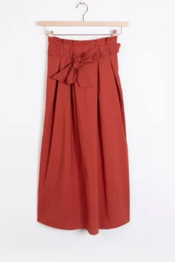 Rode paperbag midi rok