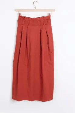 Rode paperbag midi rok