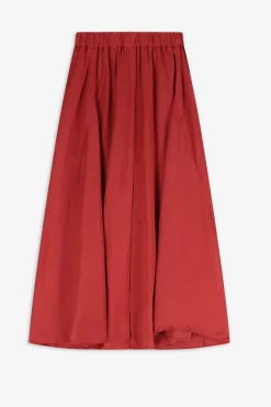Rode satijnen maxi rok