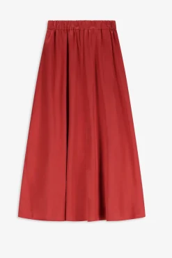 Rode satijnen maxi rok