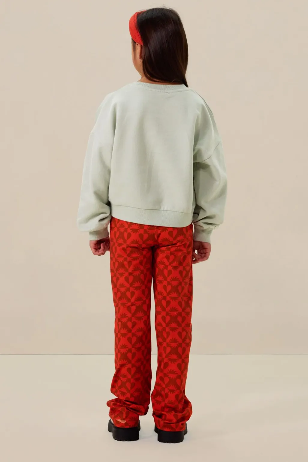 Rode straight leg legging met print