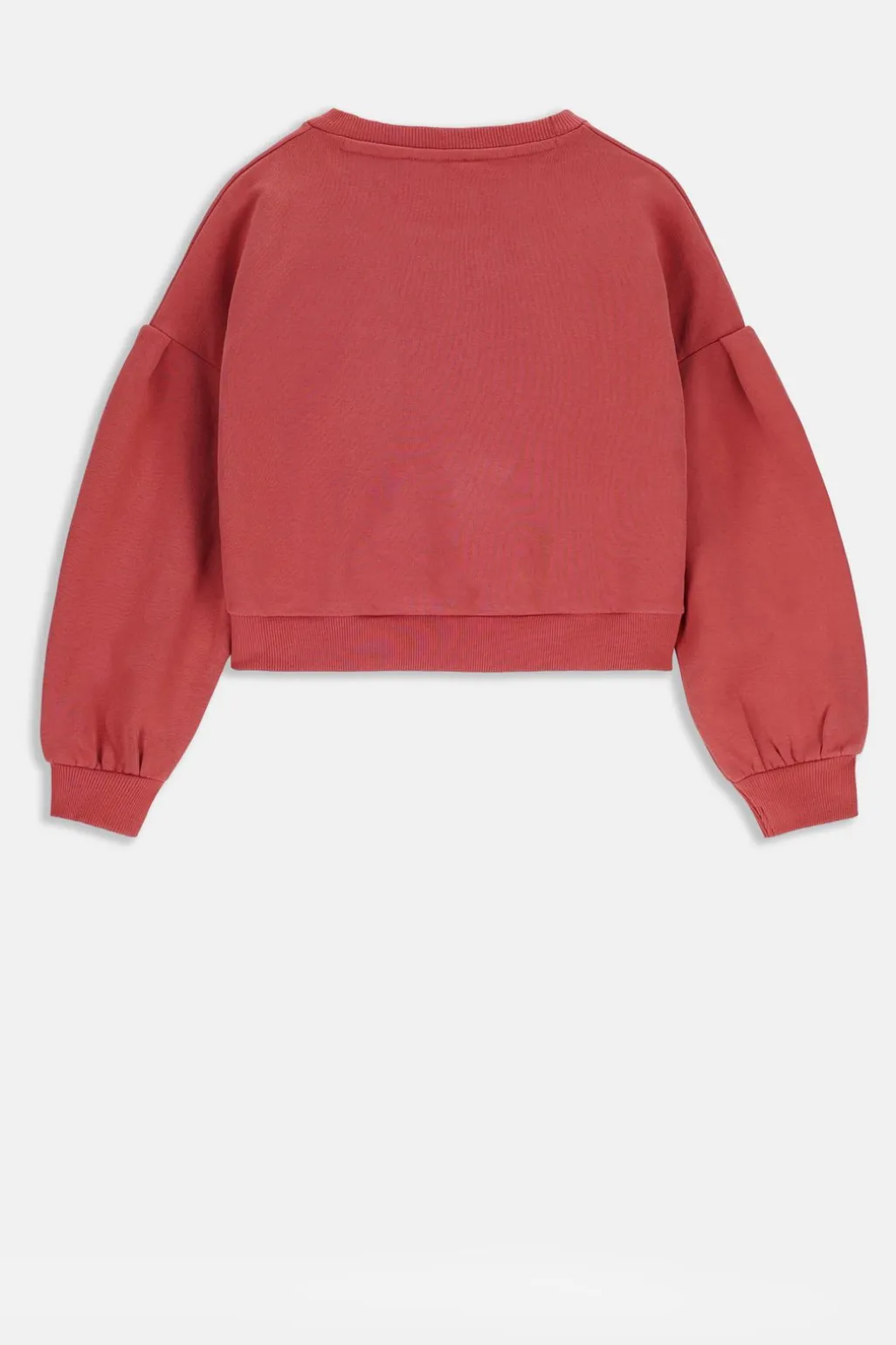 Rode sweater met lage schouders en artwork