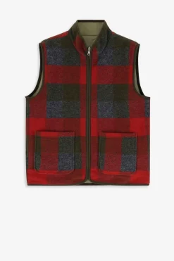 Rood geblokte reversible bodywarmer