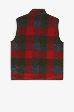 Rood geblokte reversible bodywarmer