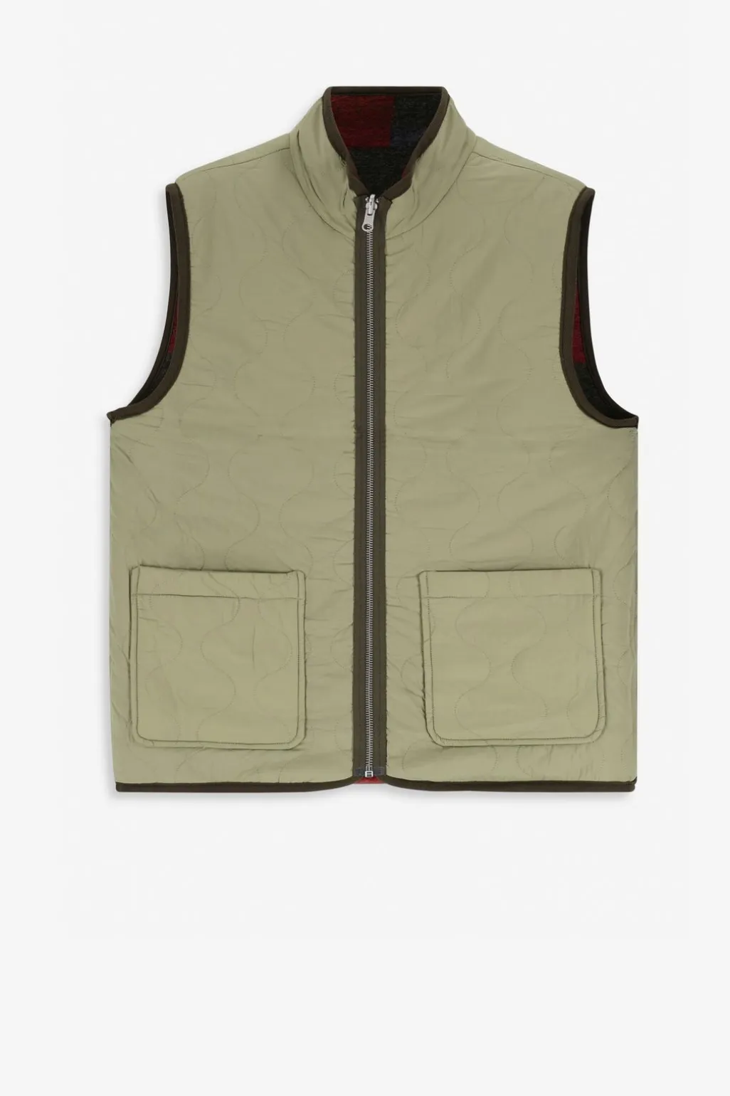 Rood geblokte reversible bodywarmer