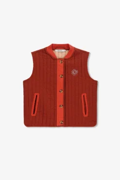 Rood quilted gilet met embroidery