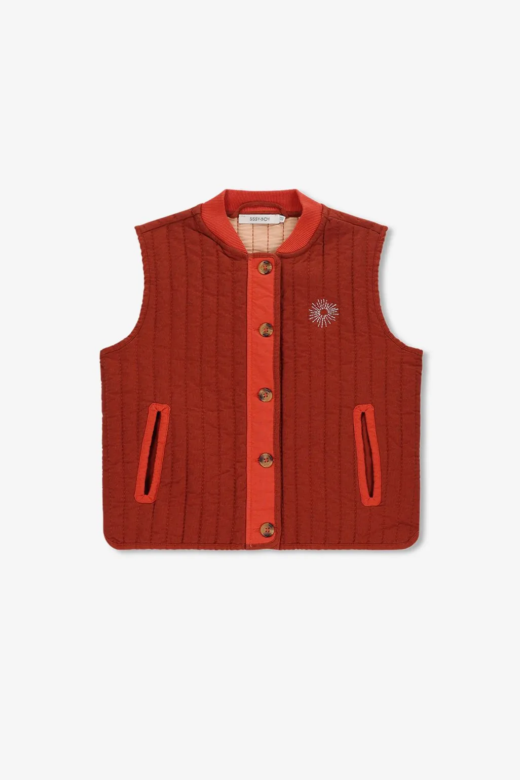 Rood quilted gilet met embroidery