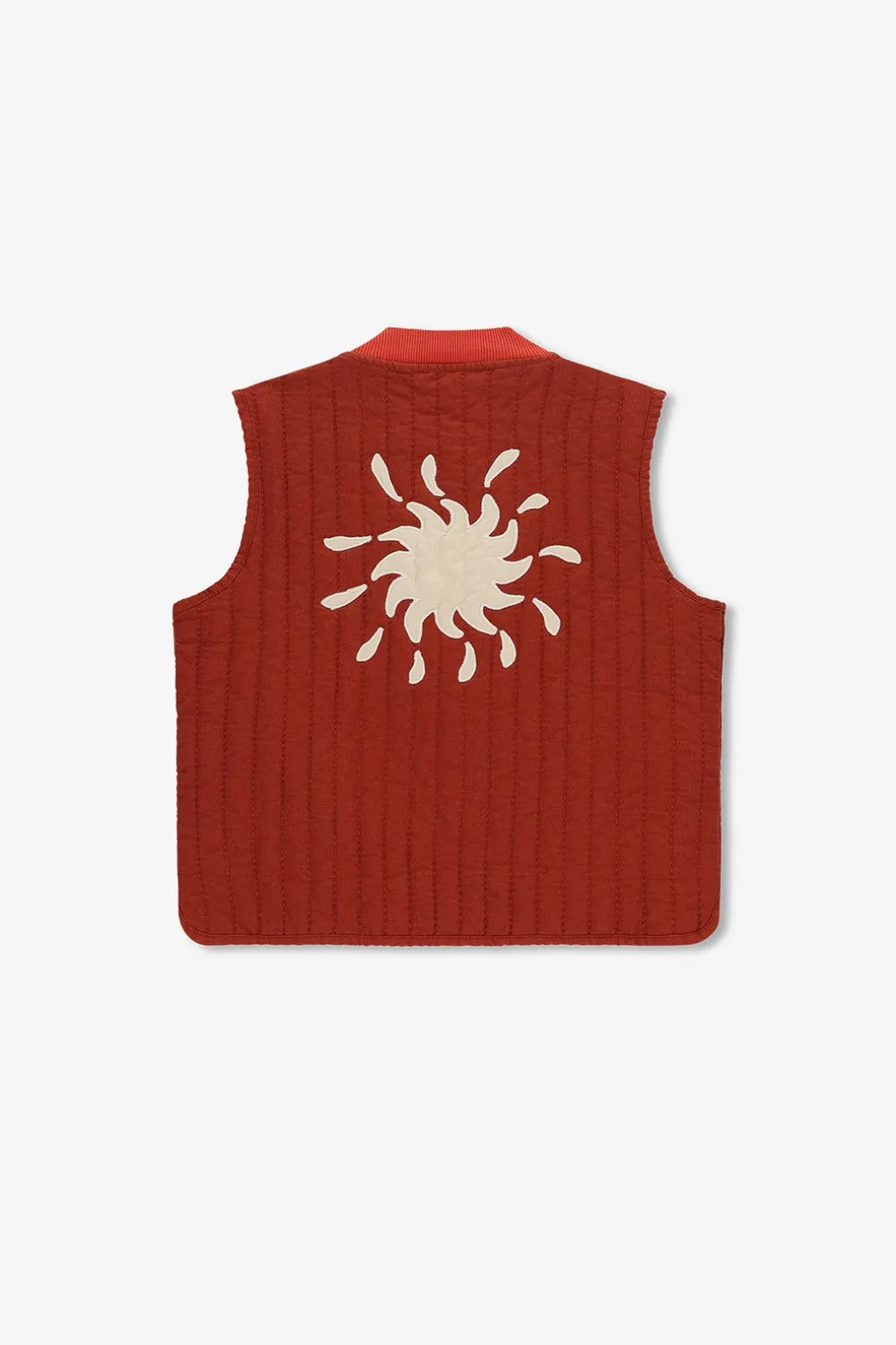 Rood quilted gilet met embroidery