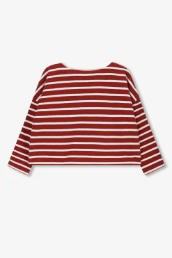 Roodbruin gestreept boxy T-shirt