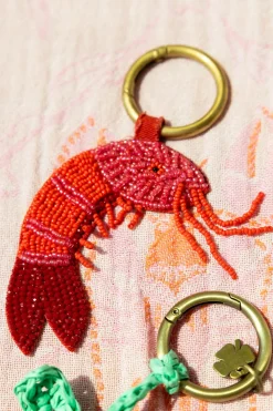 Roze bag charm met garnaal