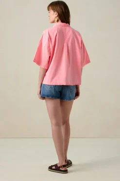 Roze blouse met korte mouwen