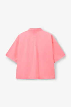 Roze blouse met korte mouwen