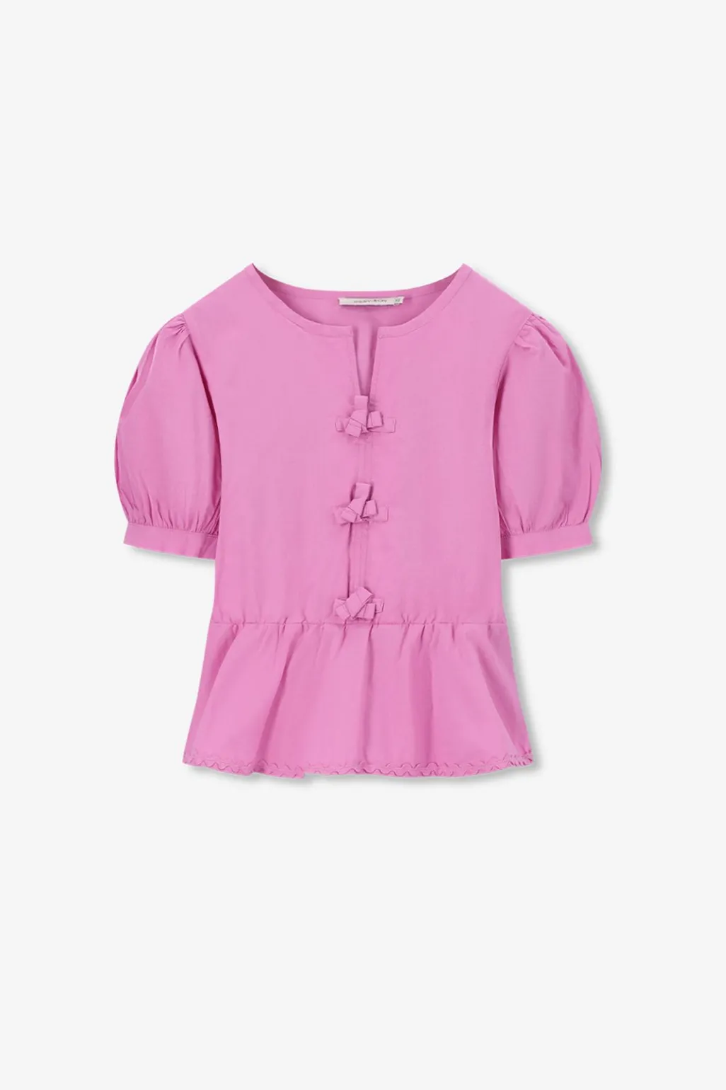 Roze blouse met striksluiting