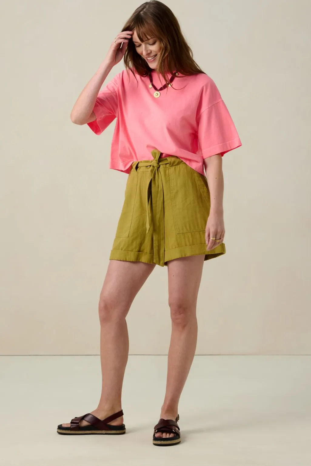 Roze boxy T-shirt