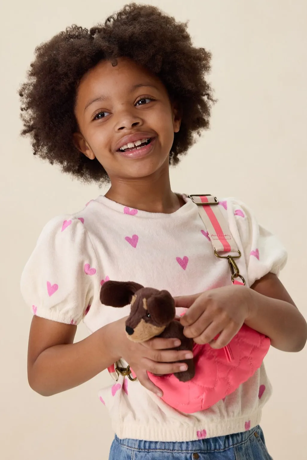 Roze crossbody tas met hartjes